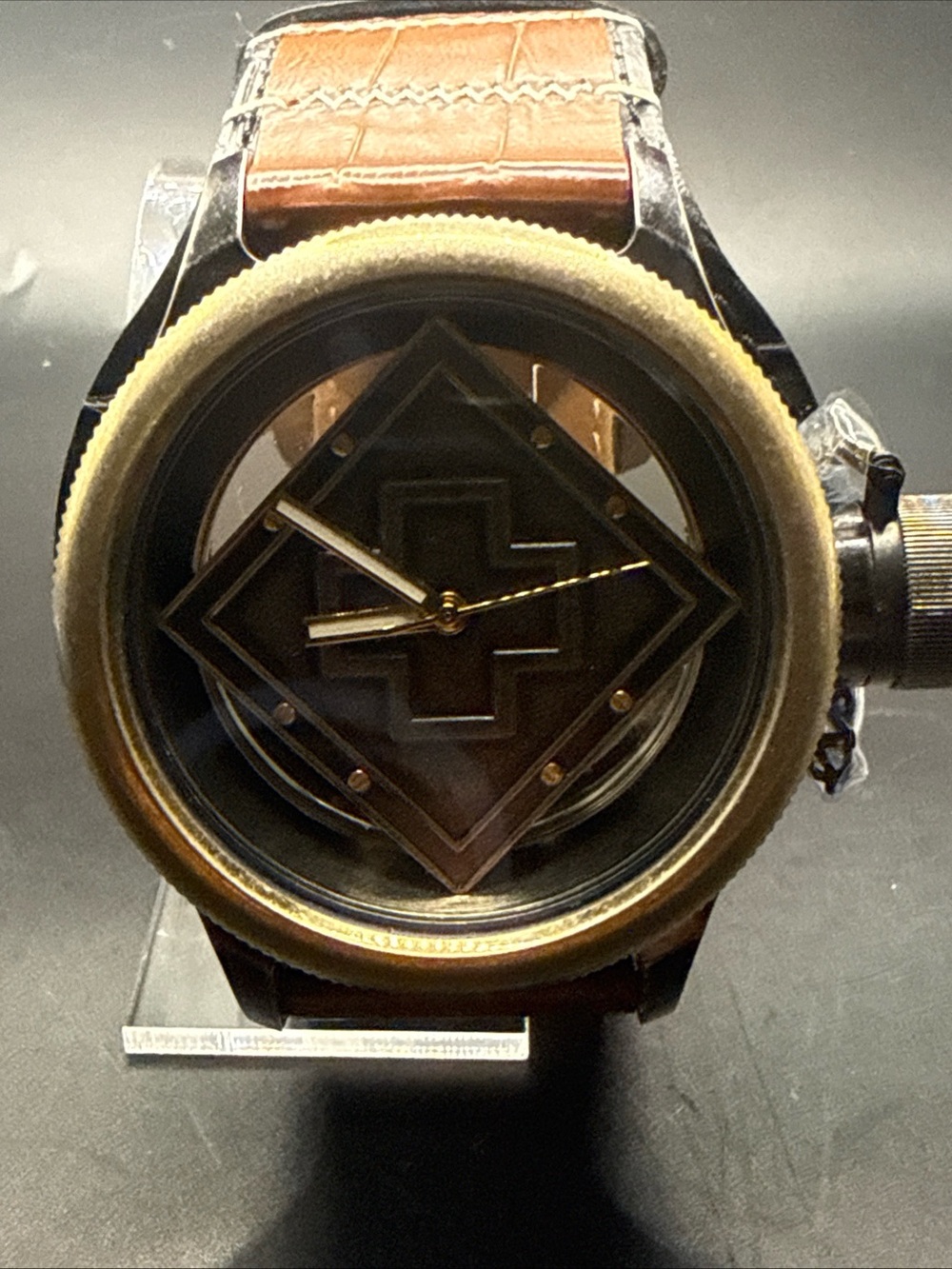 Invicta Russian Diver model 17649 Black And Brown Leather Band